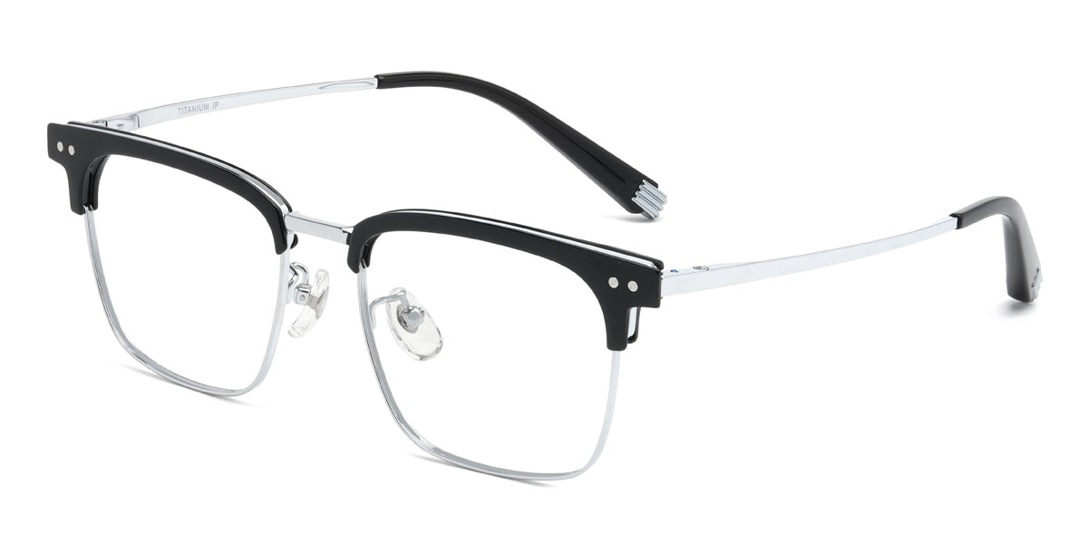 Black Silver Quanah Glasses - Rectangle Glasses