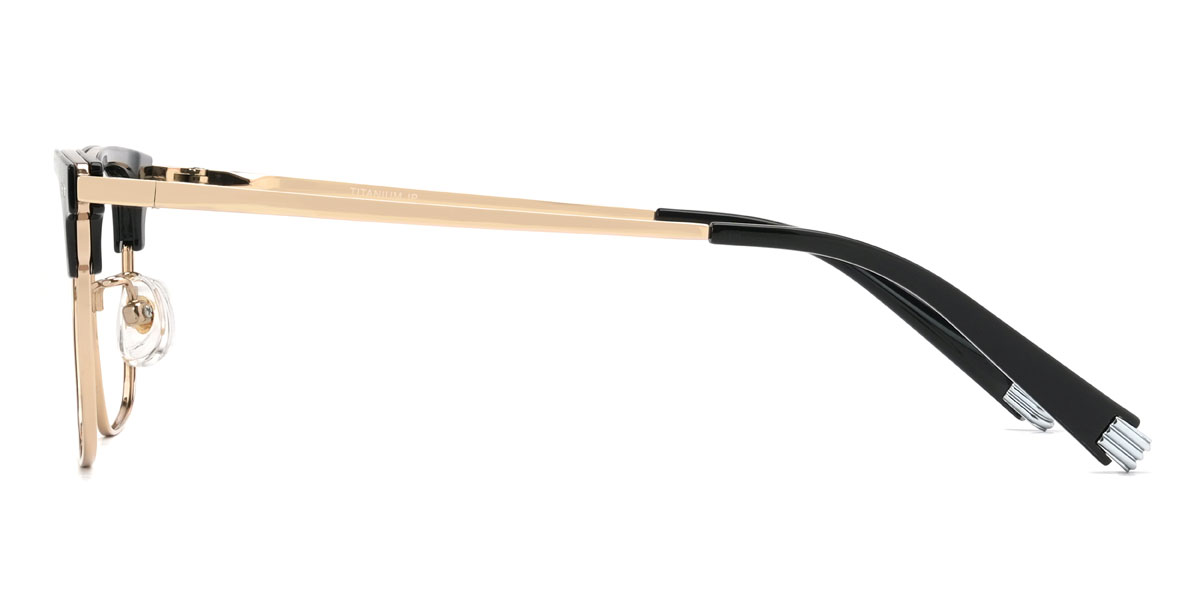 Gold Black Quanah Glasses - Rectangle Glasses