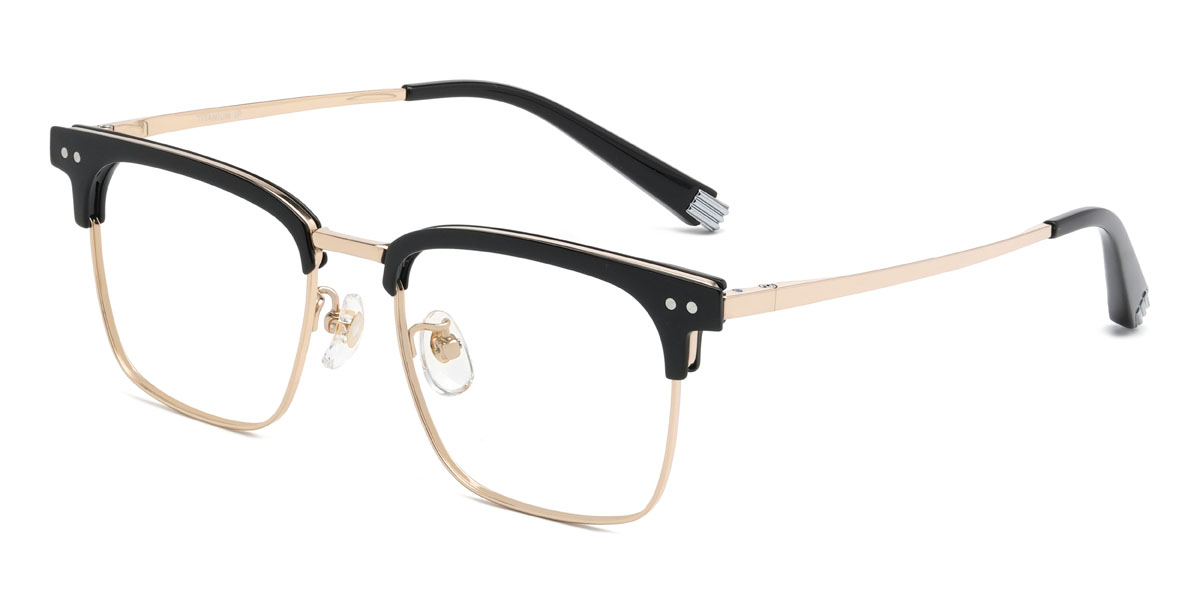 Gold Black Quanah Glasses - Rectangle Glasses