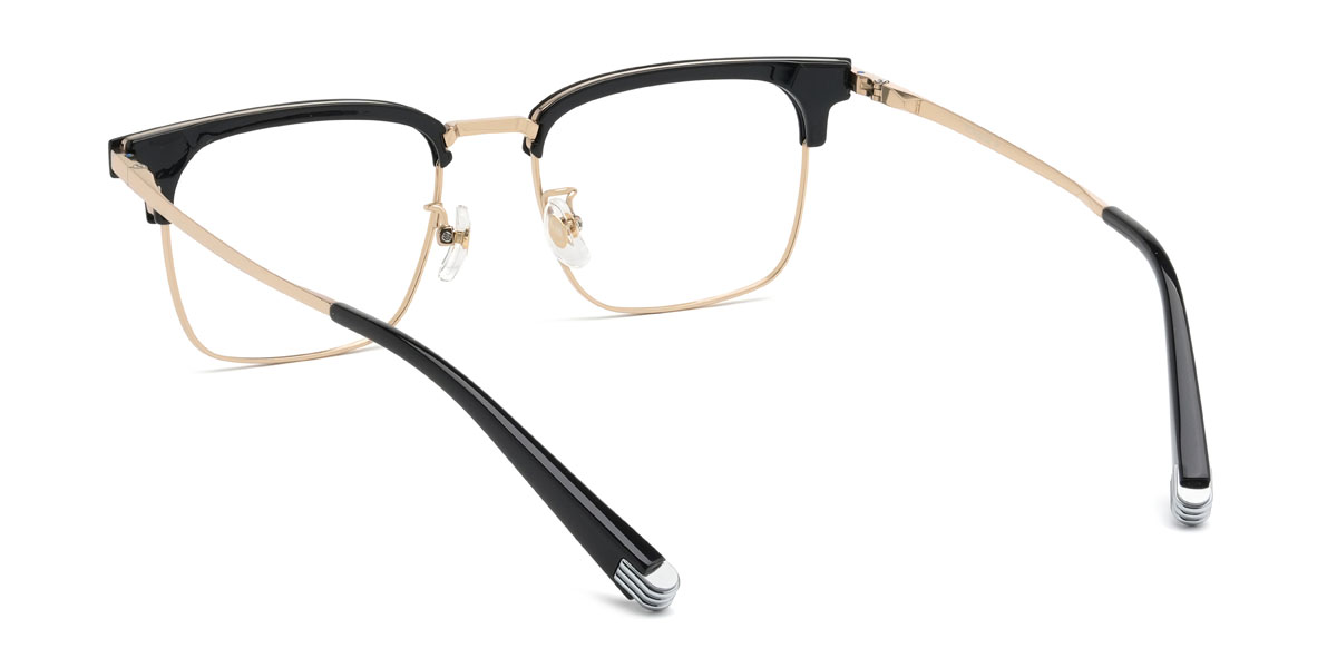 Gold Black Quanah Glasses - Rectangle Glasses