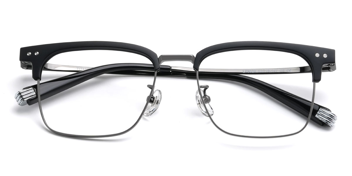 Black Grey Quanah Glasses - Rectangle Glasses