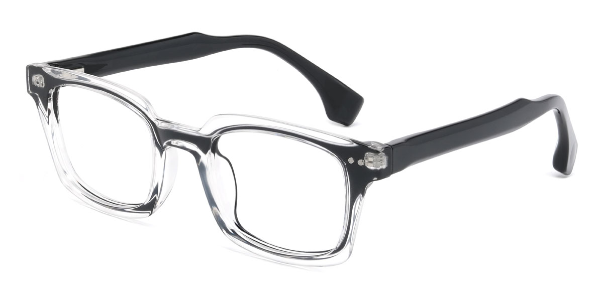 Black Clear Quiana Glasses - Rectangle Glasses