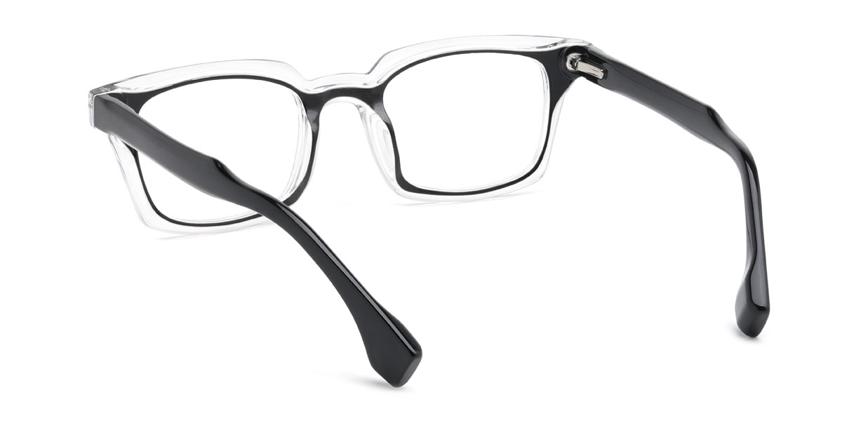 Black Clear Quiana Glasses - Rectangle Glasses