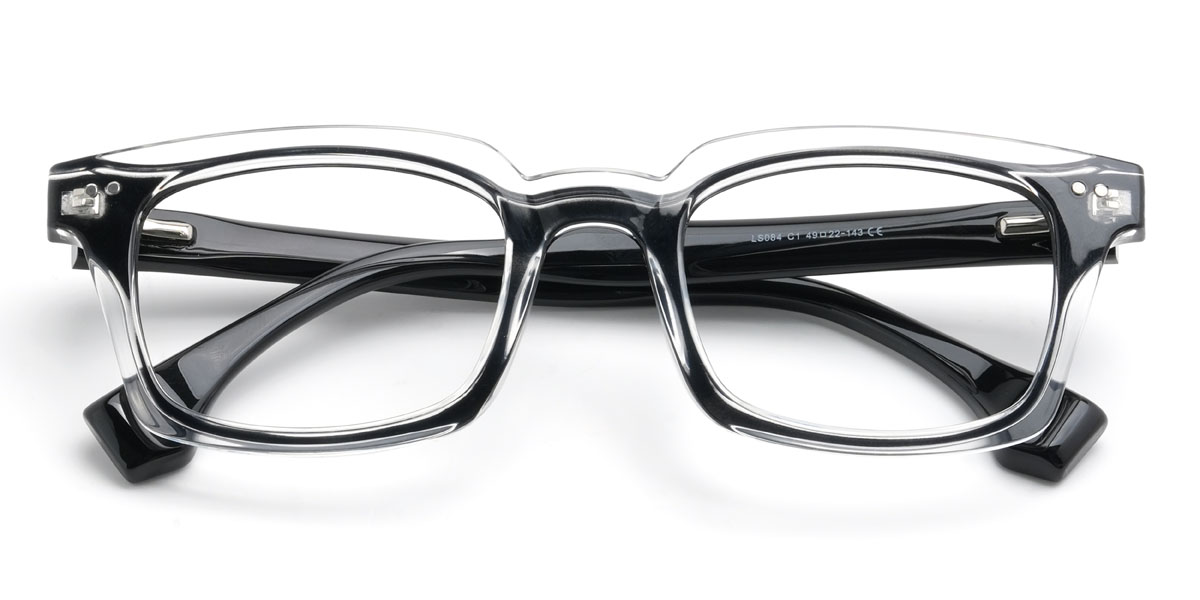 Black Clear Quiana Glasses - Rectangle Glasses