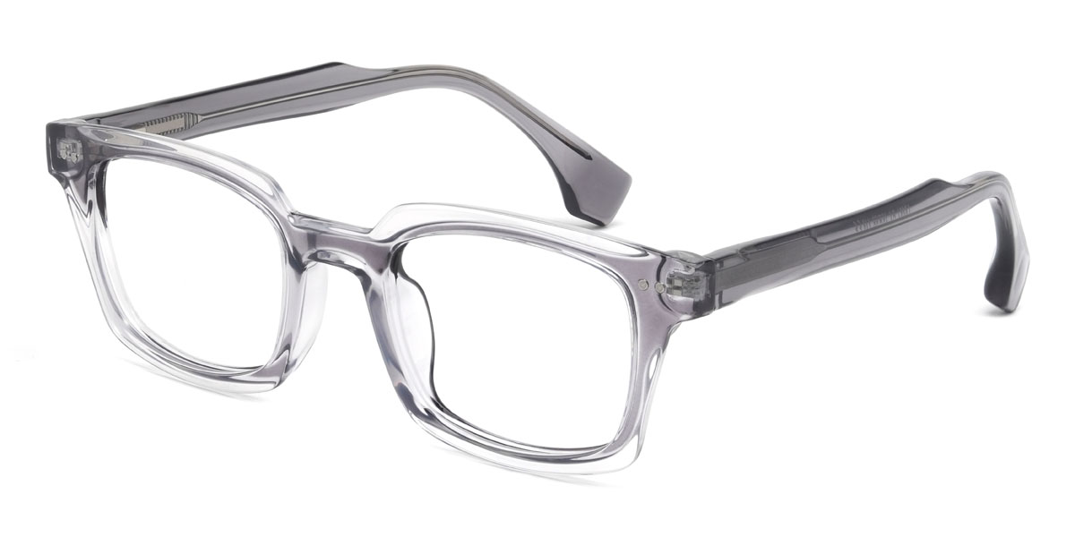 Grey Clear Quiana Glasses - Rectangle Glasses