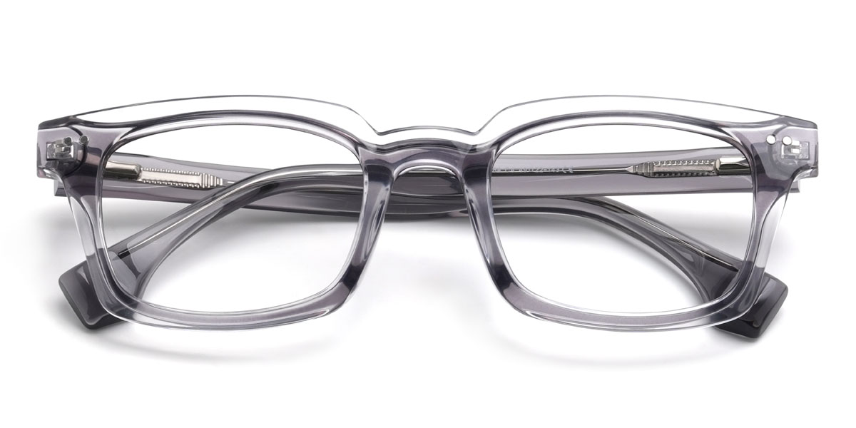 Grey Clear Quiana Glasses - Rectangle Glasses