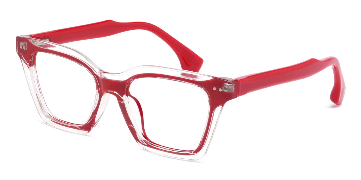 Clear Red Francesca Glasses - Rectangle Glasses