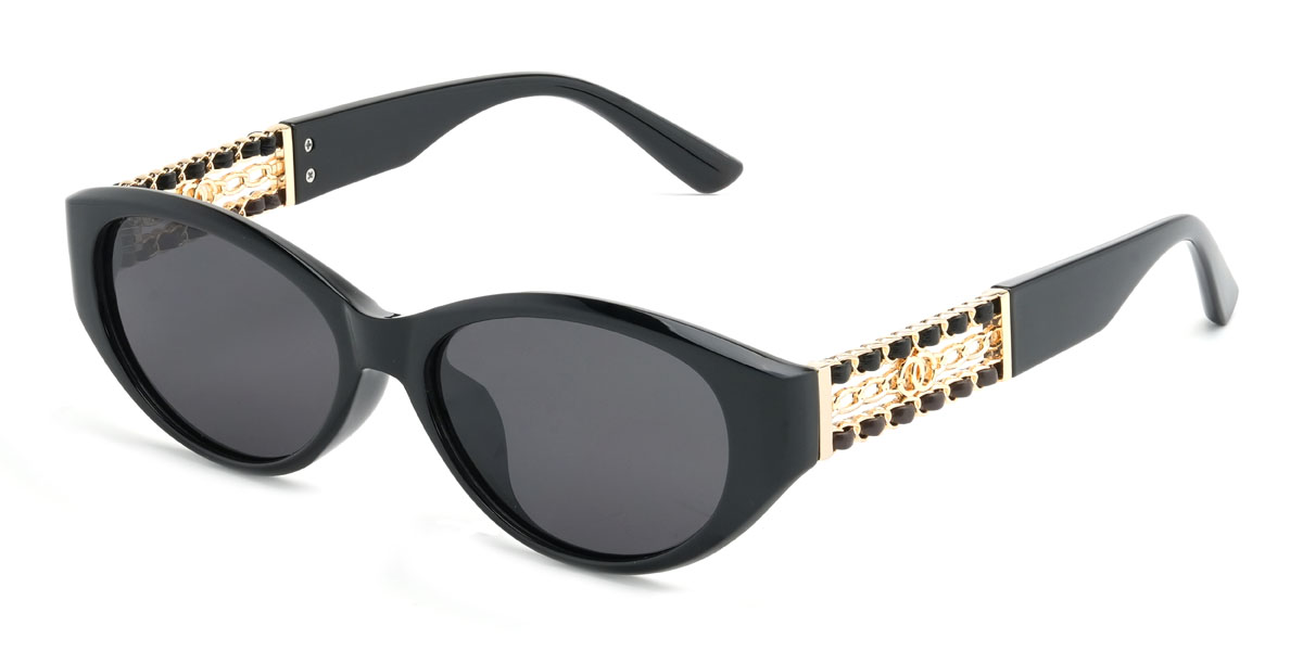 Black Grey Camellia Glasses - Cat Eye Sunglasses