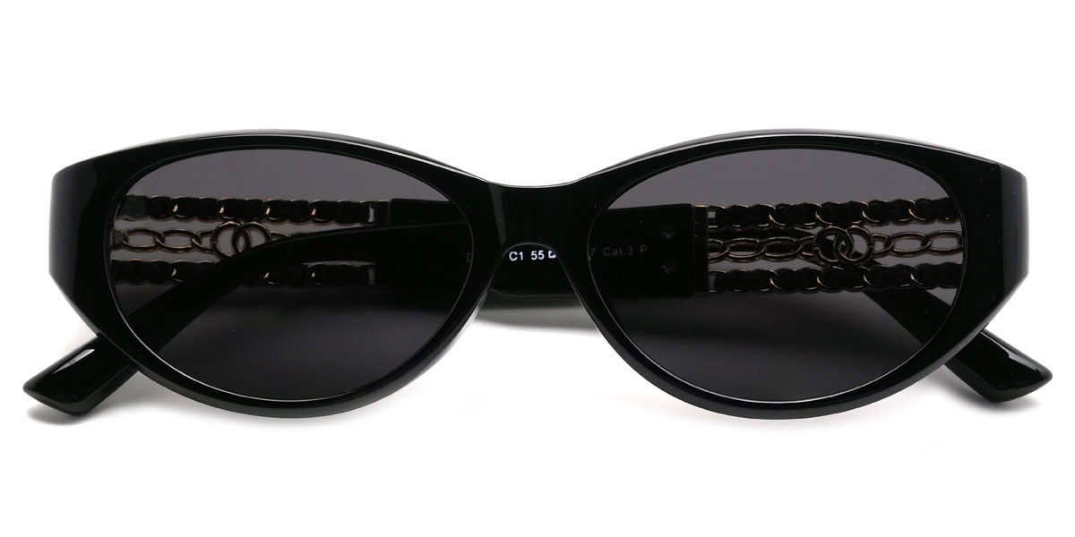 Black Grey Camellia Glasses - Cat Eye Sunglasses
