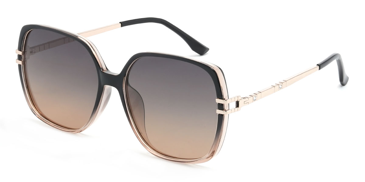 Black Tawny Gradual Brown Cecily Glasses - Square Sunglasses