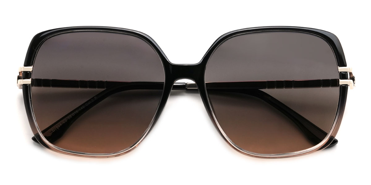 Black Tawny Gradual Brown Cecily Glasses - Square Sunglasses