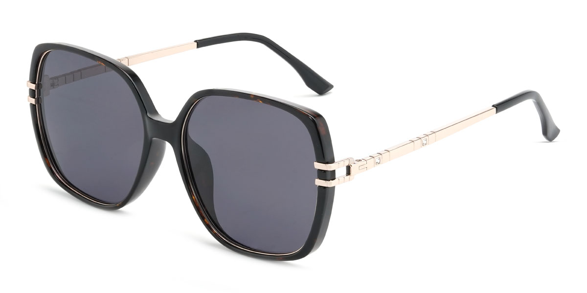 Écaille de tortue Gris Cecily Lunettes - Square Sunglasses