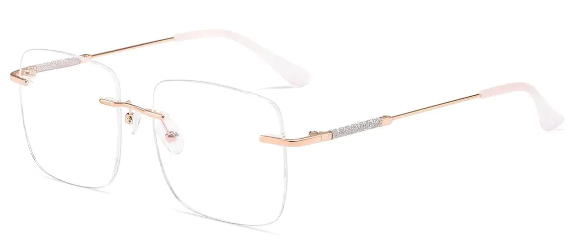 Rosalie: Rectangle Rose-Gold Glasses