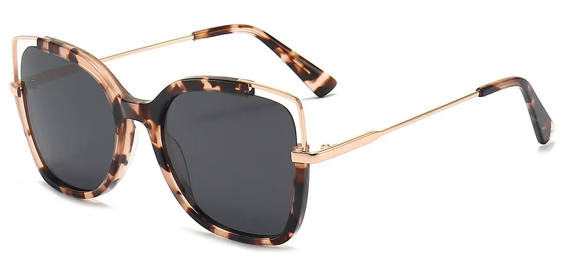 Nicy: Square Tortoiseshell/Grey Sunglasses