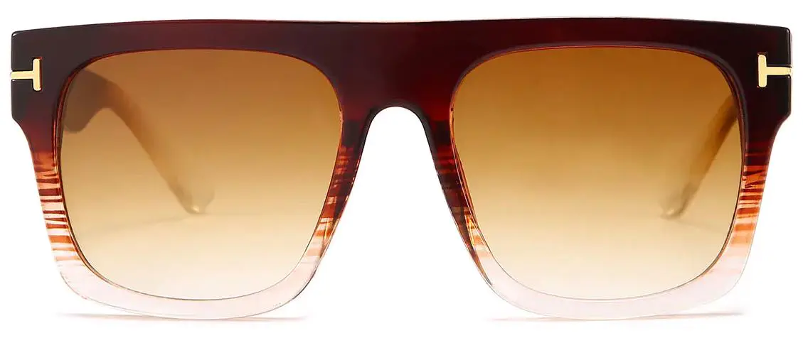 Alaina: Square Brown/Gradual-Brown Sunglasses