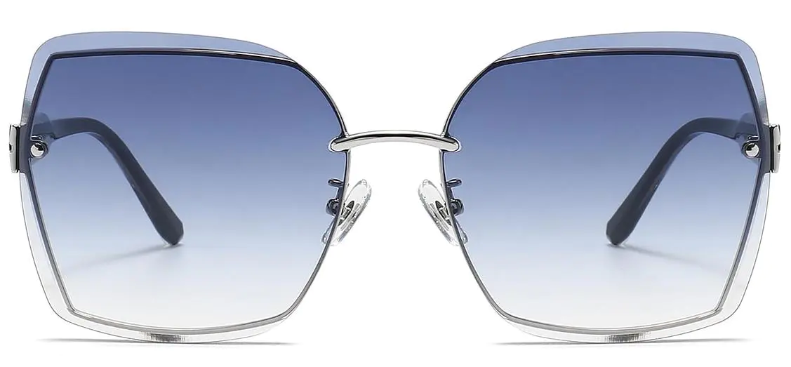 Azel: Square Silver/Blue-Clear Sunglasses