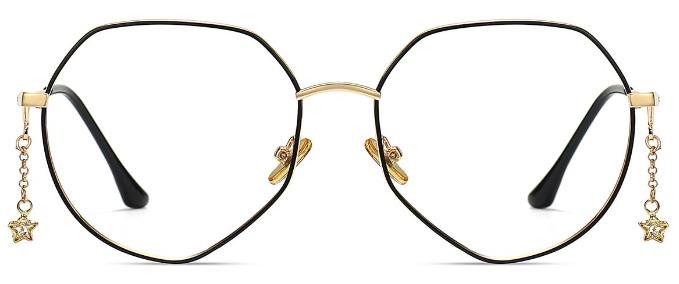 Jasmine: Round Black/Gold Eyeglasses