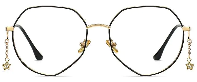 Jasmine: Round Black/Gold Eyeglasses