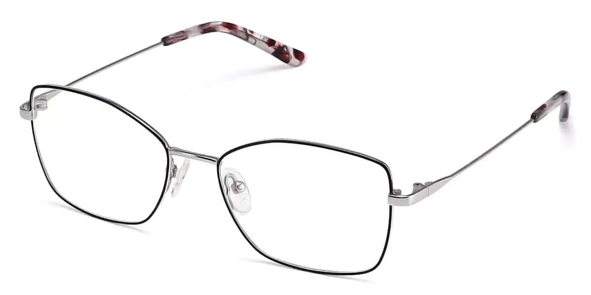 Rectangle Black-Silver Glasses for Women and Men