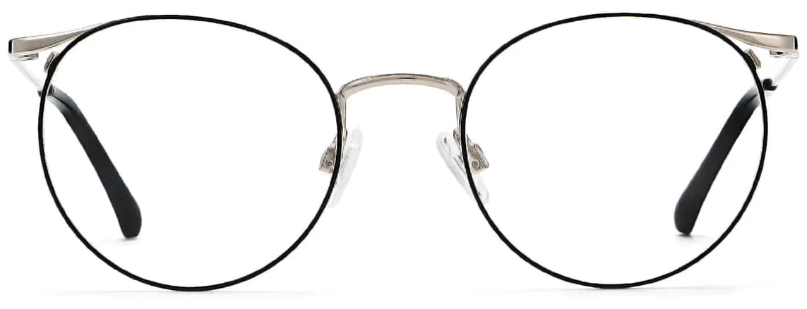 Kaz: Round Black-Silver Glasses