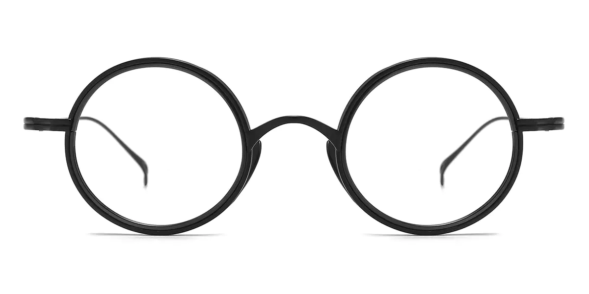 Round Black Titanium Glasses for Men and Women