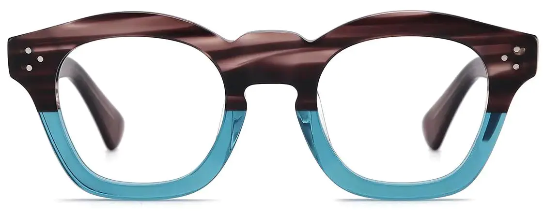 Jorge: Oval Blue-Brown/Stripes Glasses