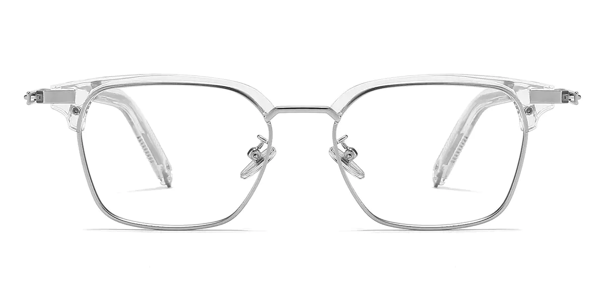 Rectangle Silver-Clear Glasses for Men and Women