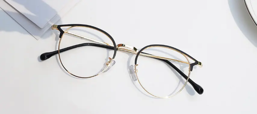 Oval Black/Gold Glasses - Designer Glasses