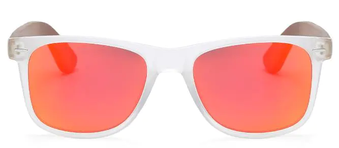 Isabella: Rectangle Transparent/Red-Mirror Sunglasses