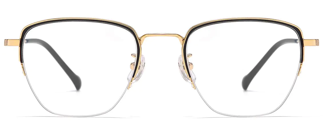 Alexia: Rectangle Black/Gold Glasses