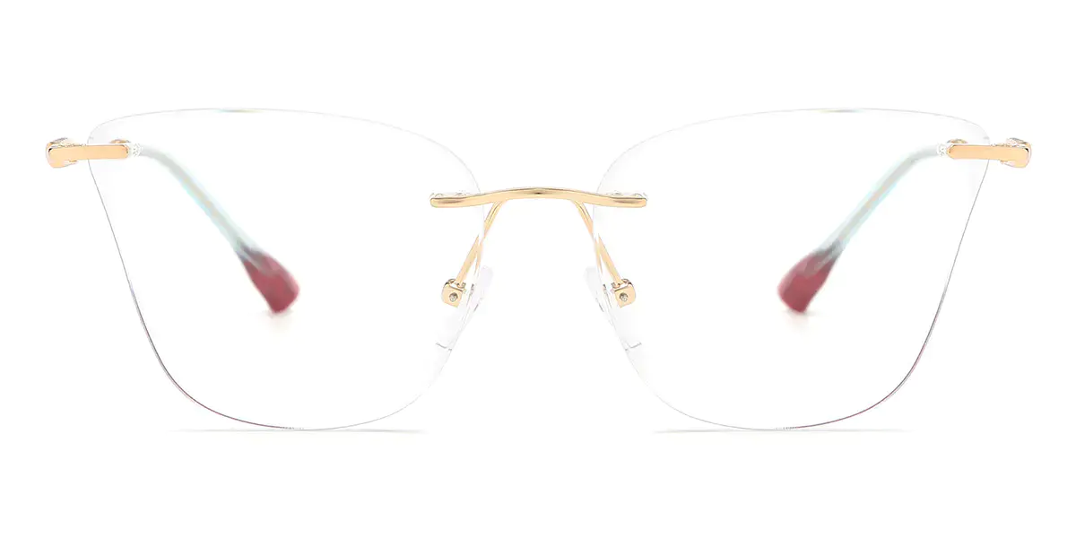 Gold-Red Rimless Glasses for Women