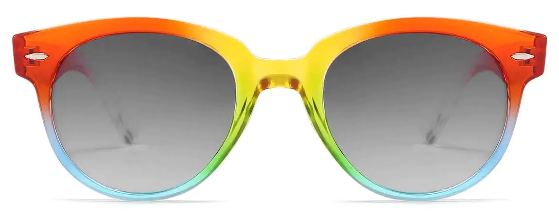 Brody: Oval Colorful/Gradual-Grey Sunglasses