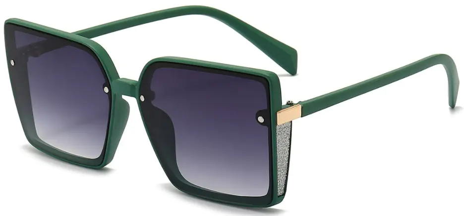 Square Matte-Green/Gradual-Grey Sunglasses for Women