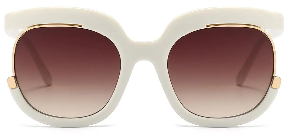 Oluchi: Square White/Gradual-Brown Sunglasses
