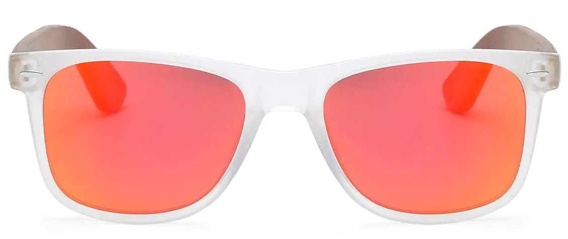 Isabella: Rectangle Transparent/Red-Mirror Sunglasses