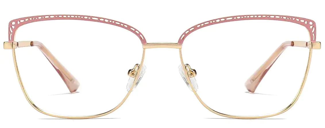 William: Rectangle Gold-Pink Glasses