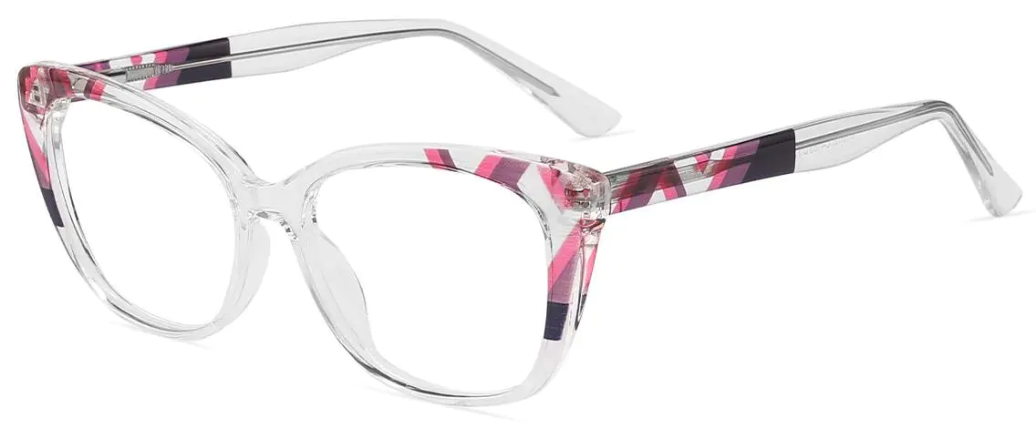 Alice: Cat-eye Clear-Pink/Purple Glasses