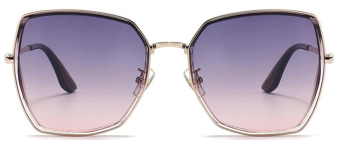 Kathi: Square Gold/purple-pink Sunglasses