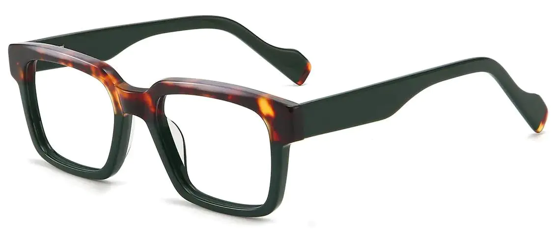 Jonah: Rectangle Deep/Green-Tortoiseshell Glasses