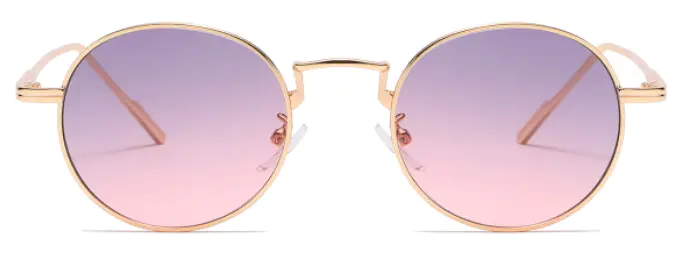 Round Gold/Grey-Pink Sunglasses For Men Women