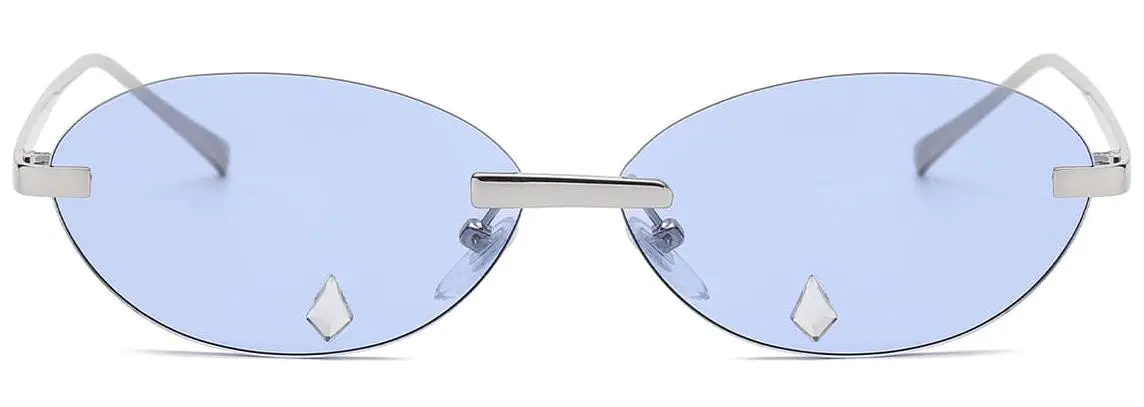 Nicasia: Oval Blue Sunglasses