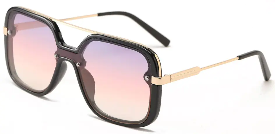 Violet: Aviator Black/Purple-pink Sunglasses for Men Women
