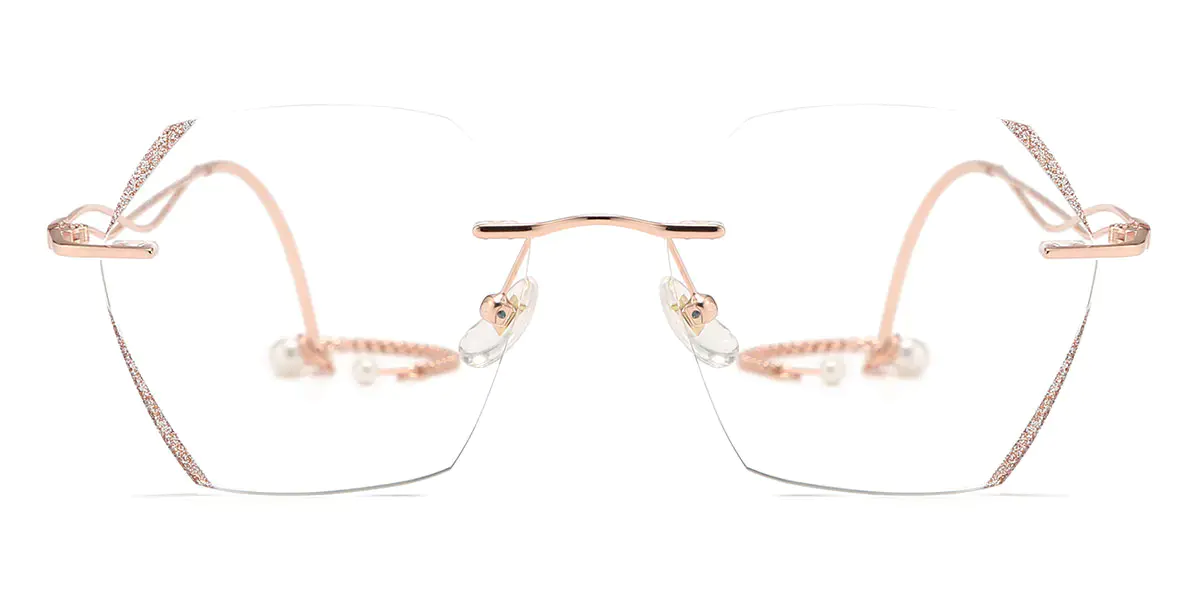 Rose/Gold Rimless Glasses for Women