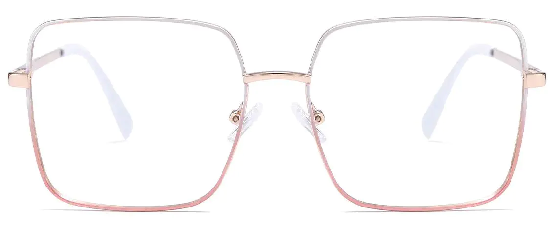 Emiliano: Square White-Pink Glasses