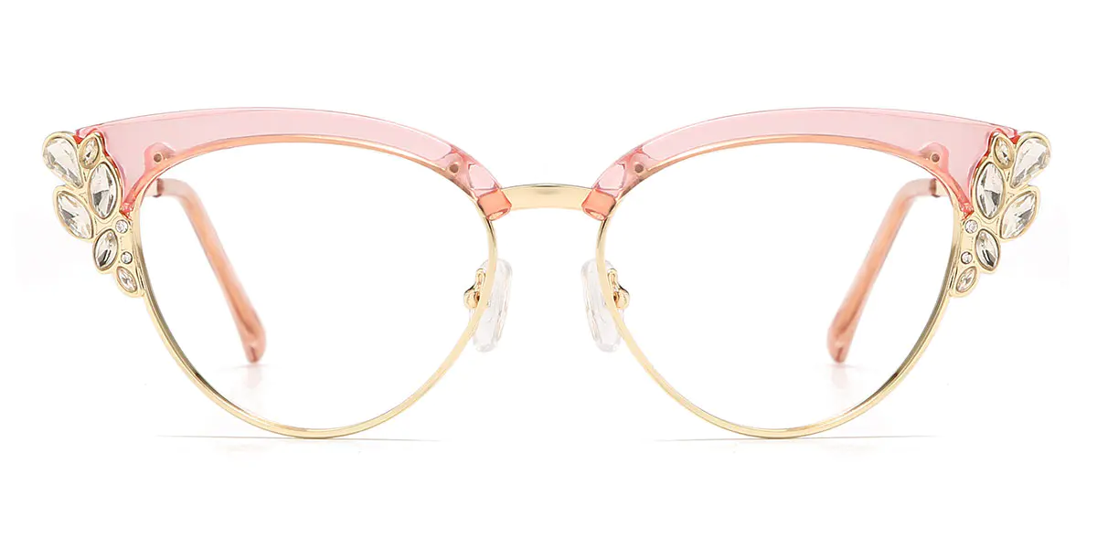 Cat-eye Gold-Pink Glasses for Women