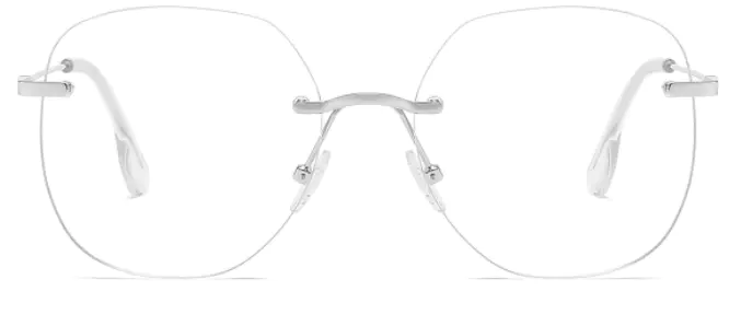 Oval Silver Eyeglasses for Men Women,Rimless Glasses