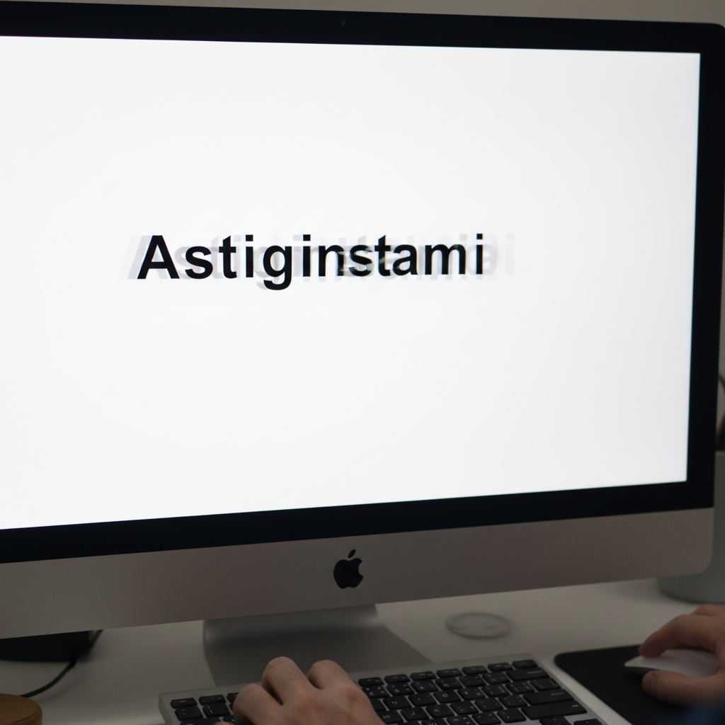 A first-person view of a computer screen with text that appears slightly blurry and ghosted, simulating the visual effect of uncorrected astigmatism.