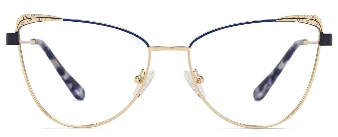 Kehlani: Cat-eye Gold-Blue Glasses