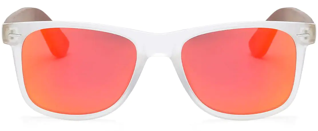 Isabella: Rectangle Transparent/Red-Mirror Sunglasses