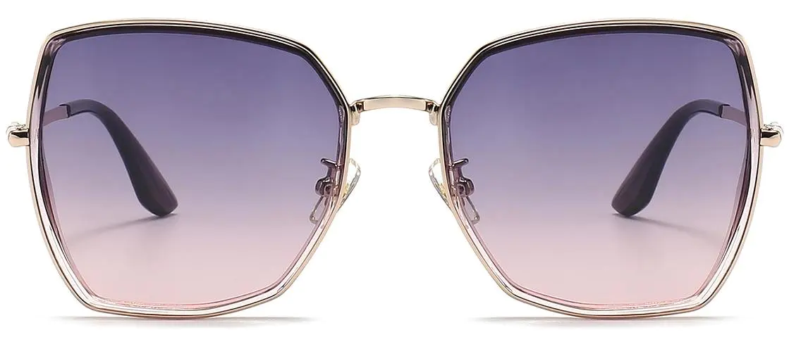 Kathi: Square Gold/purple-pink Sunglasses
